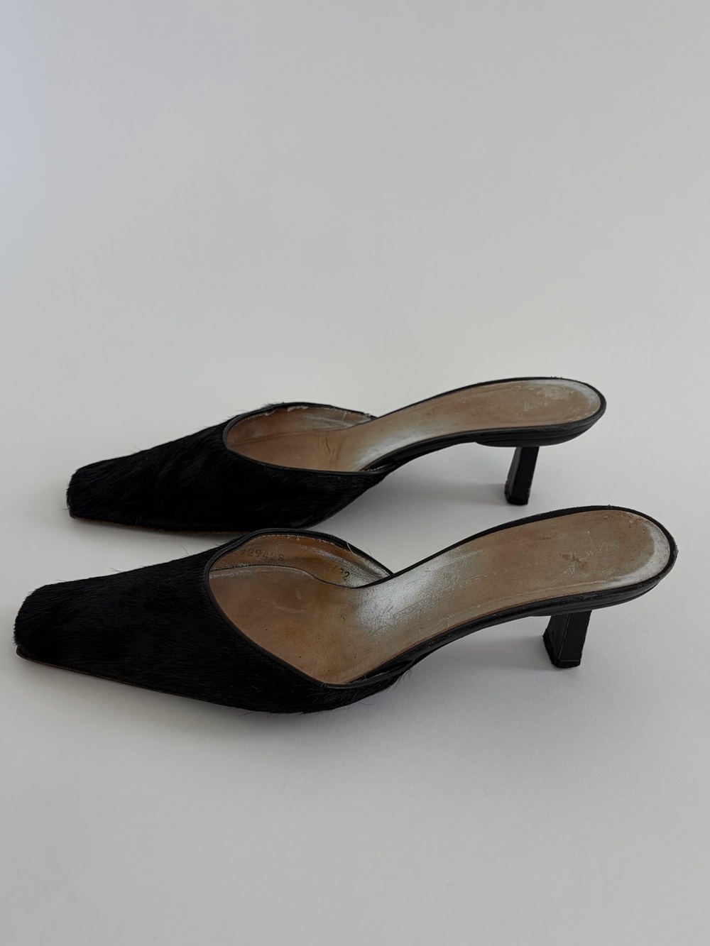 Vintage Giuseppe Zanotti Poney Hair Sqare Toe Black Mules - Picture 6 of 10